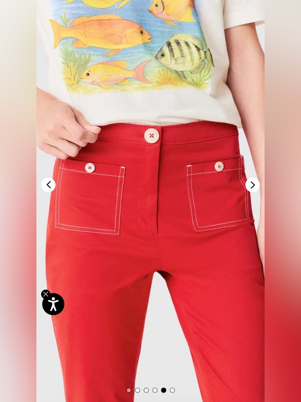 NWT Maje x Blanca Miró Red Cotton Capri Trousers - Picture 5 of 8